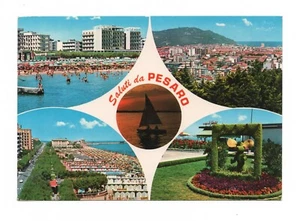 PESARO SALUTI DA PESARO CARTOLINA VIAGGIATA ANIMATA ANNI'70 FG - Imagen 1 de 2