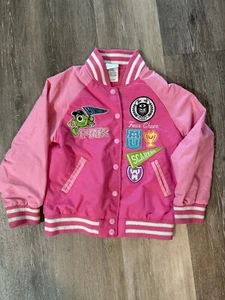 Disney Jacket 5/6 Small Pink Monsters Inc With Patches - Picture 1 of 8