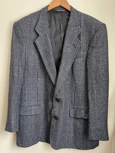 Christian Dior Monsieur Blazer Jacket Tailored Blue Gray Tweed Wool 44R - Picture 1 of 9