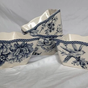 222 Fifth  Adelaide Blue Square Appetizer Bowls - Set Of 4 - Picture 1 of 10