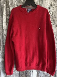 Chaps Ralph Lauren Mens M Medium Red Cable Knit Pullover Sweater Cotton - Picture 1 of 5