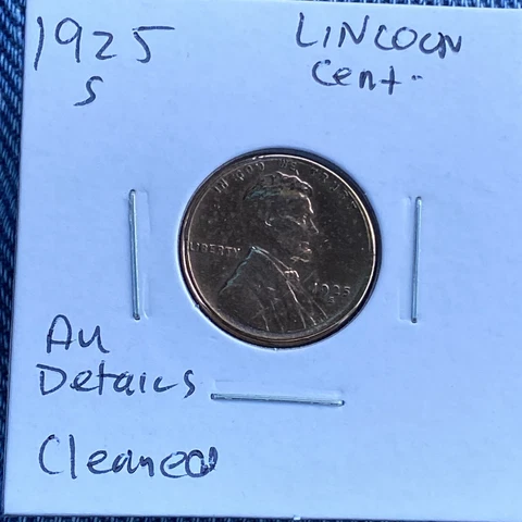 1925 S Lincoln Cent AU Details Cover