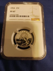1954 SILVER NGC PF67 QUARTER - Picture 1 of 2