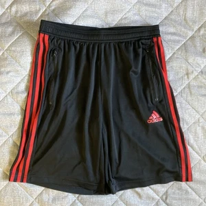 Adidas Athletic Shorts Men’s Medium Black Red PRIMEBLUE AeroReady 10” Inseam - Picture 1 of 8