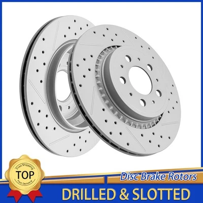308mm Rear Drilled Slotted Disc Brake Rotors For 2003 - 2013 2014 Volvo XC90 - Image 1 of 4