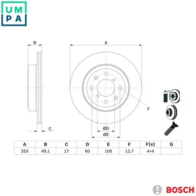 2x BRAKE DISC 0 986 479 E75 FOR SUZUKI WAGON/SORIO/Hatchback/R+/MPV IGNIS/II - Image 1 of 4
