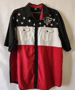 Red Ape Shirt Men 2XL XXL Red Black White Short Sleeve Pockets Button Up Casual - Picture 1 of 5