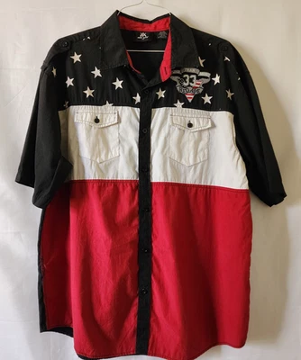 Red Ape Shirt Men 2XL XXL Red Black White Short Sleeve Pockets Button Up Casual - Image 1 of 4