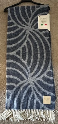 Nido Notte Italia Navy Patterned Lightweight Throw  51” X 67” Made In Italy - Image 1 of 4