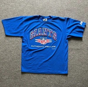 Logo Athletic Vintage 1996 NFL Giants Single Stitch Blue Short Sleeve T Shirt XL - Picture 1 of 12