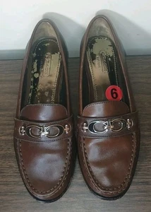 Coach FORTUNATA Brown Classic Driver Moccasin Loafer Flat Shoe Burgundy 6 - Picture 1 of 10