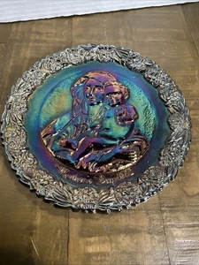 Fenton 1972 amatista oscura carnaval vidrio día de la madre plato - Imagen 1 de 13