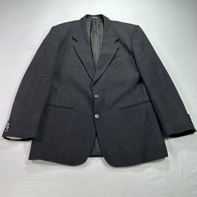 Bachrach Blazer Mens 43 Long Black Wool Herringbone Made Italy Bottoli Jacket - Image 1 of 4