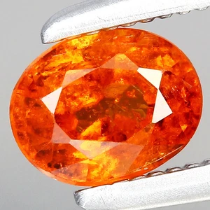 0,54ct 5x4mm ovaler natürlicher namibischer orange Spessartit Granat, Afrika Edelstein - Bild 1 von 4