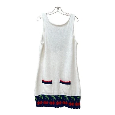 Kimchi Blue Lizzie Jacquard Shift Dress Knit Cherries Low Back Pockets XL - Image 1 of 4