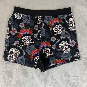 TACHUNTFISH Shorts Mens 3XL Black Sugar Skull Floral Dia de los Muertos Swim - Picture 1 of 8