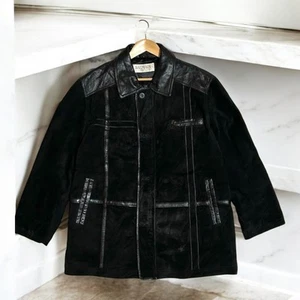 Balmain Black Suede Leather Car Coat Jacket, Size L, Genuine, - Picture 1 of 10