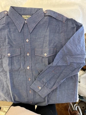 NIP New LL Bean denim chambray safari button down size 17-17.5 XL - Image 1 of 4