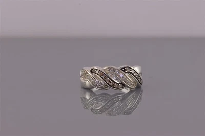 Anillo Michelle Albala Plata Esterlina Champagne y Diamante Blanco Banda 925 Talla: 5 Foto 1 de 4