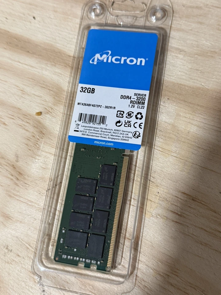 32GB DDR4 ECC RDIMM Micron MTA36ASF4G72PZ-3G2R1R Equivalent Server Memory RAM 1x - Image 1 of 1