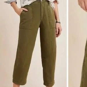 FRAME Olive Green High Rise Wide barrel leg size 26 crop Utility Pants Women - Picture 1 of 6