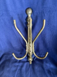 Vintage Brass Wall Mount Floating Hall Tree Hat Coat Rack GORGEOUS PATINA - Picture 1 of 10
