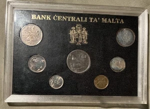 Rare Vintage 1991 BUNC Malta Central Bank 7 Coin Set Cased - Picture 1 of 6