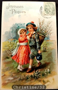 Christine Nr. 32 AK alte Prägung Frohe Ostern Kinder - Bild 1 von 2