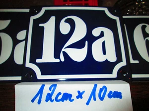 Número de casa nº 12a número blanco sobre fondo azul 12 cm x 10 cm esmalte - Imagen 1 de 12