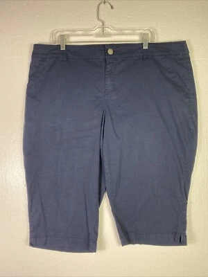 Pantalones chinos Lane Bryant Capris elásticos para mujer talla 20 azules bolsillos Foto 1 de 4