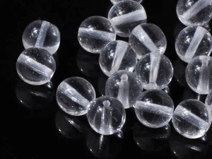Lot (24) 8mm Czech vintage crystal clear round glass beads - Picture 1 of 2