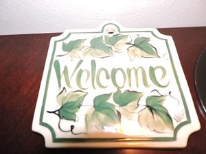 CERAMIC IVY TILE TRIVET WELCOME  BY BUCKEYE STONEWARE   EXCELLENT - Picture 1 of 5