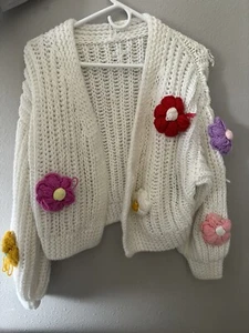 handmade flower Crochet cardigan - Picture 1 of 1