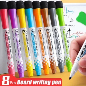 8PCS Magnetic Dry Erase Markers Fine Tip Magnetic Erasable Whiteboard Pens - Picture 1 of 30