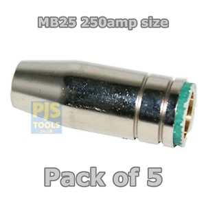5 x Binzel type MB25 250 amp mig torch shroud nozzles - Picture 1 of 1