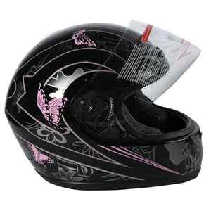 DOT ADULT Butterfly Motorcycle Street Full Face Helmet Size S M L XL XXL Black - Picture 1 of 14