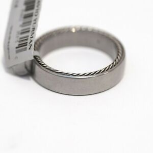 New DAVID YURMAN Men's 6mm Streamline Gray Titanium & Silver Ring Size 11.5