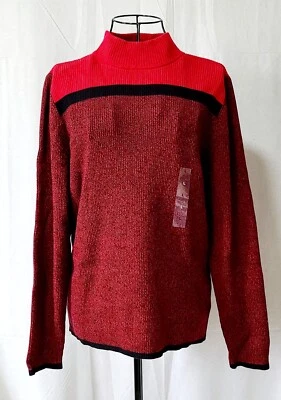 Karen Scott Women's Cotton Mock-Neck Sweater Red & Black Size L T57-1359 - Image 1 of 4