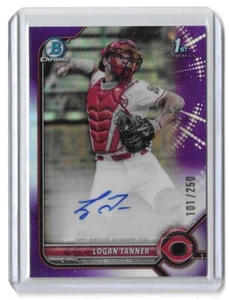 Logan Tanner 2022 Bowman Draft 1st Chrome purple refractor Auto 101/250 reds - Picture 1 of 1
