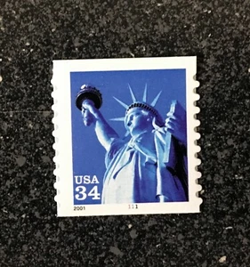 2001USA #3477 34c Statue of Liberty - PNC Plate Number Coil Single  (#1111) - Picture 1 of 1
