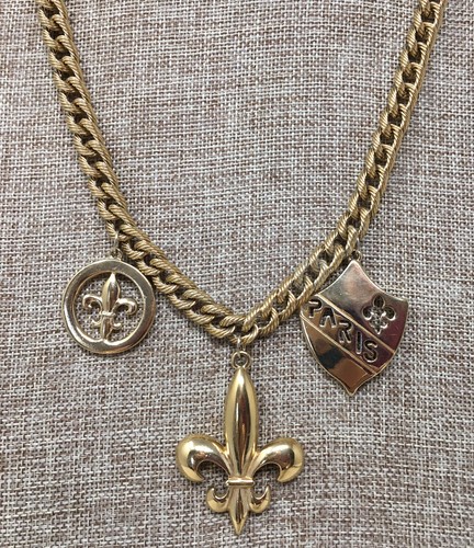 Cionondoli Firmata Givenchy Vintage Anni '80 Placcati in Oro Catena Grossa Fiore di Lis