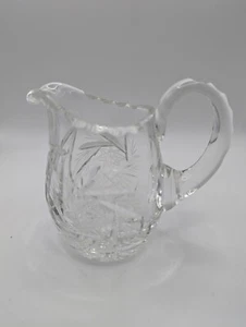 Vintage American Brilliant Cut Crystal Mini Pitcher Star Windmill Creamer 4" - Picture 1 of 11