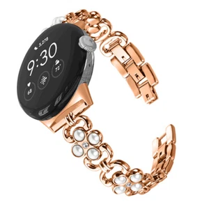 For Google Pixel Watch 1/2 Bling Pearl Metal Stainless Steel Watch Band Strap - Picture 1 of 19