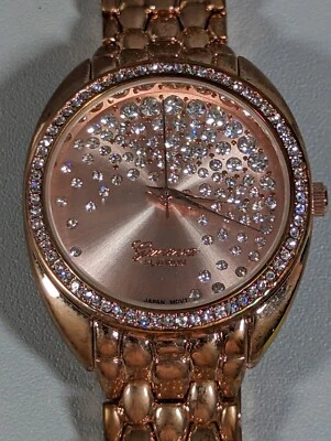 Reloj pulsera Geneva platino oro rosa tono cristal acento eslabón 7,5 pulgadas Foto 1 de 4