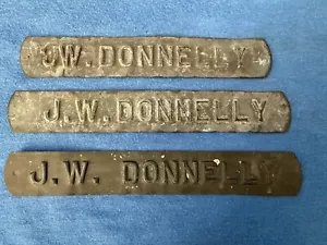Vintage (3) Metal Name Plates "J.W. Donnelly" Automotive Industry Skilled Trades - Picture 1 of 5