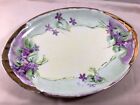 Antique Hand Painted PSL Imperial Alma Violets Gold Trim Oval Platter 14 x 9.75