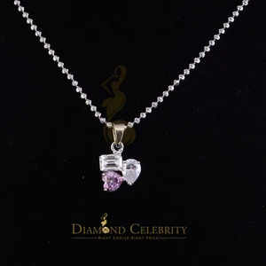 New Women's White 925 Silver 3.50ct VVS 'D' Pink Moissanite Toi et Moi Pendant - Picture 1 of 12