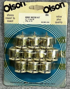 Vintage Olson 10er Pack Electronic 1,5 to 3 Volt DC Hobby Motors MO-250, NOS Neu - Bild 1 von 5