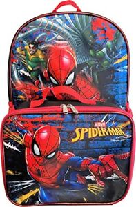Spiderman 16 Mochila Con Lonchera 2 Piezas Para Niños De Escolares 3 4 5 6 Años