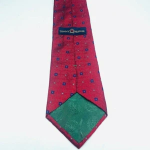 Mens necktie casual tie Tommy Hilfiger dress maroon red blue solid checks USA - Picture 1 of 3